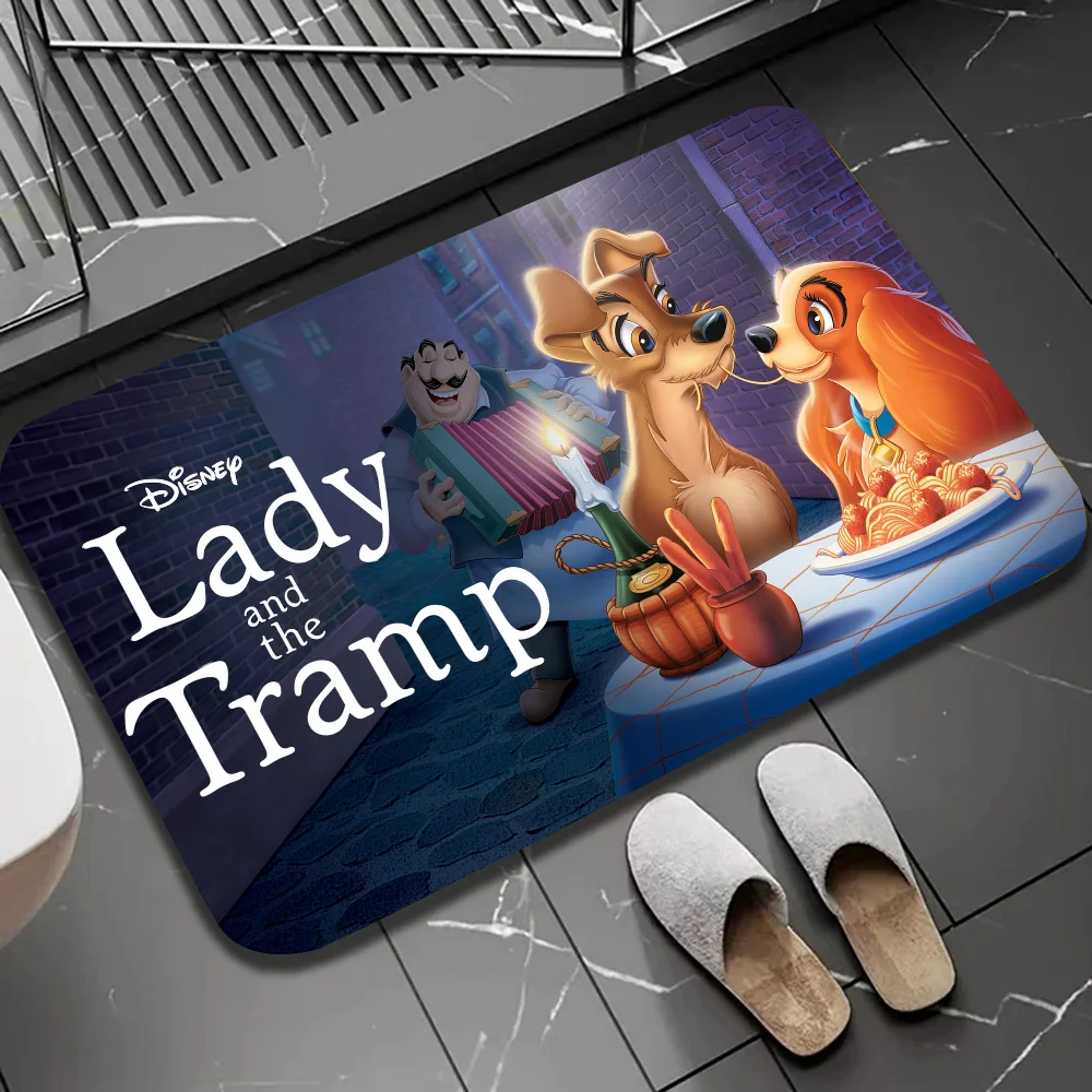 1pc MINISO Disney Lady And The Tramp Floor Mat Anti-Slip Kitchen Bedroom Handmade Tufted Rug Carpet Living Room Entrance Rug