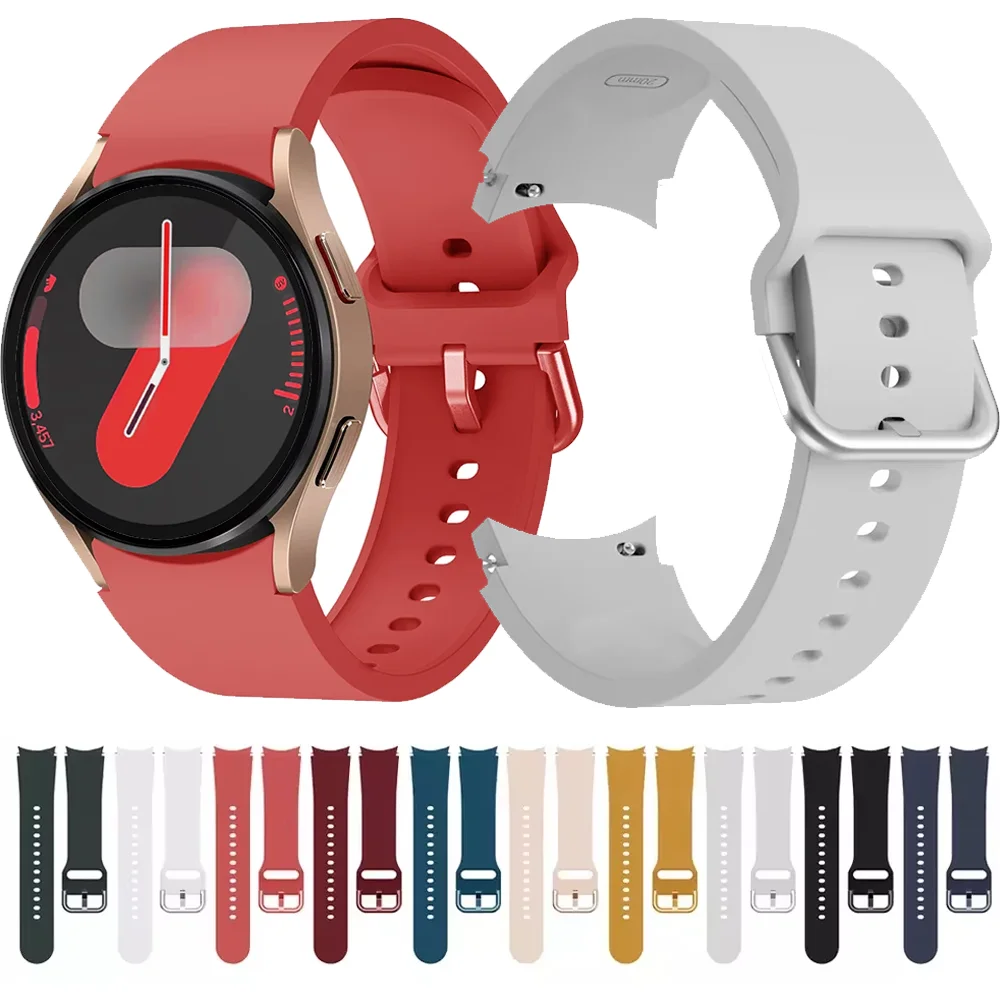 Silicone Strap for Samsung Galaxy Watch 7/6/5/4 40mm44mm Color Tonal Buckle Bracelet for Galaxy 6/4 Classic 5 Pro 45mm Soft Belt