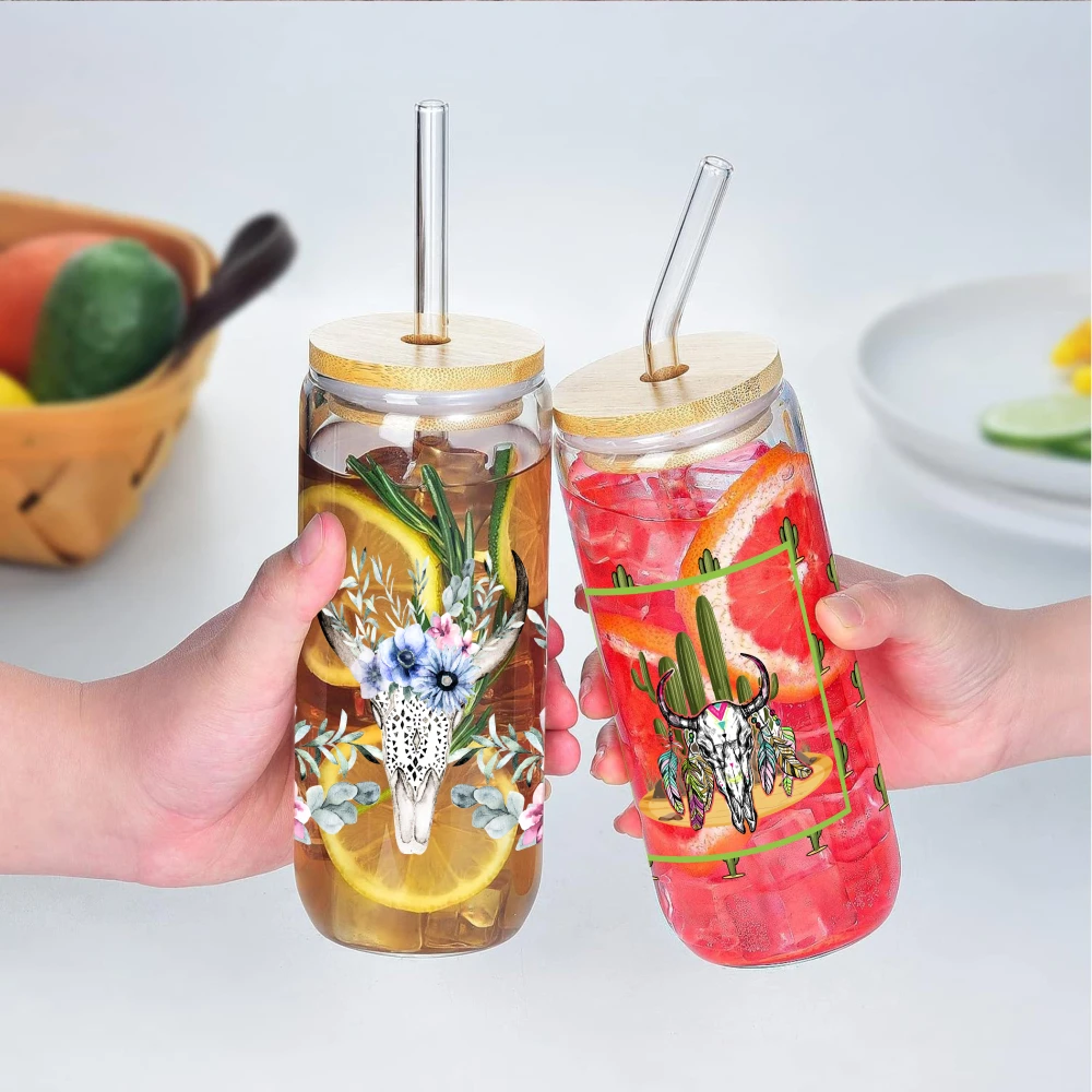 5 Sheets Cactus Sunflower Tribal UV DTF Stickers Plastic Self-Adhesive Labels