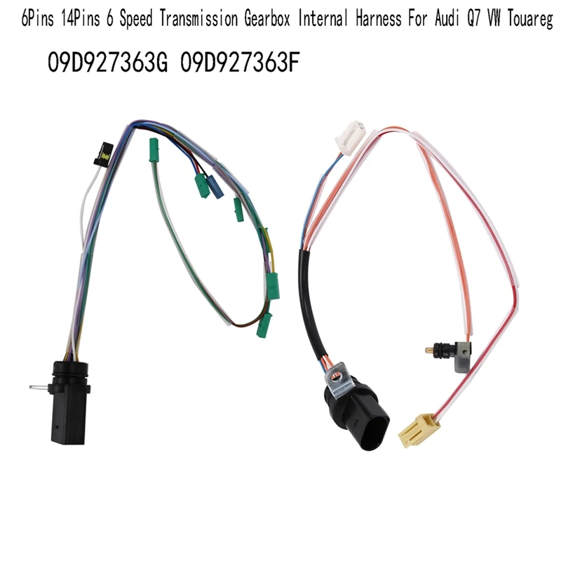 

2PCS 09D927363G 09D927363F 09D 6Pins 14Pins 6 Speed Transmission Gearbox Internal Harness For Q7 VW Touareg