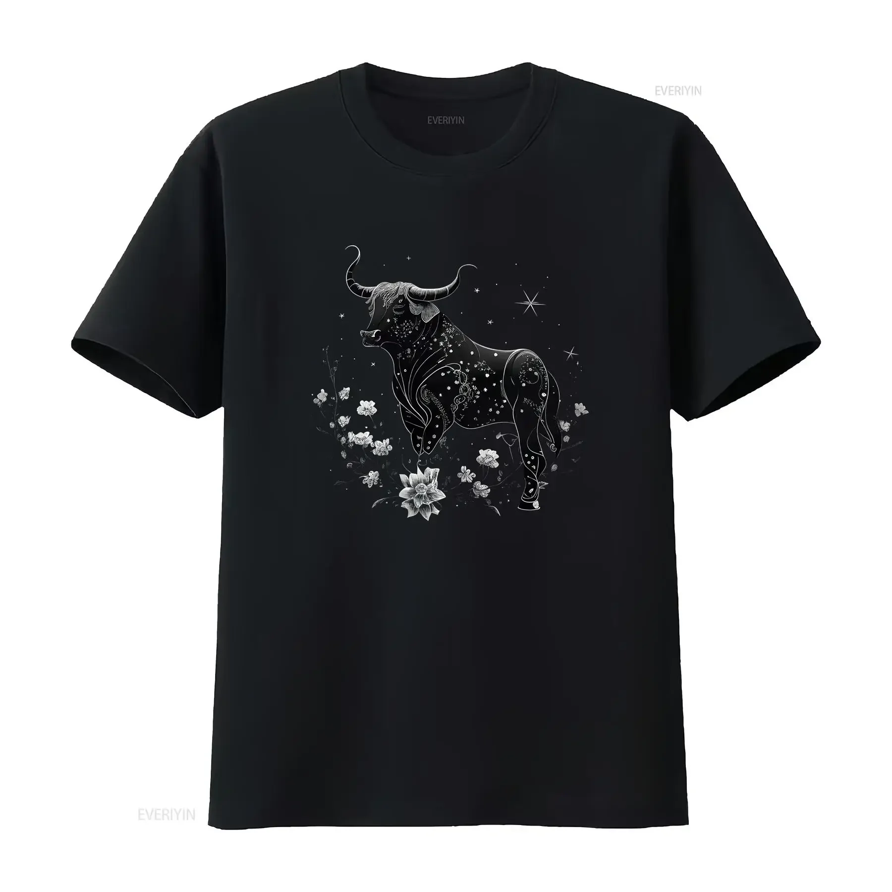 Taurus Horoscope T Shirt for Zodiac Sign Prefect Birthday Season Black Cotton vintage Washed Stylish Slightly