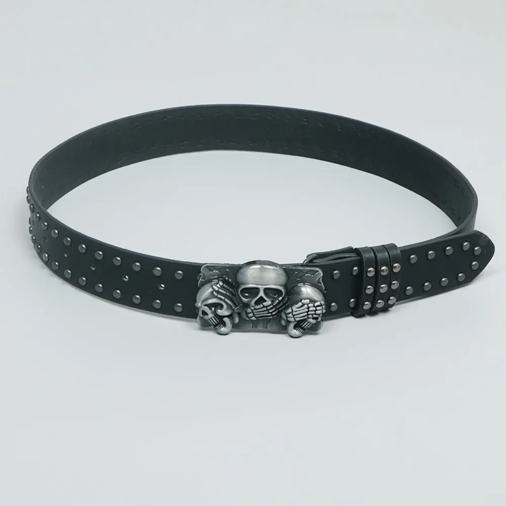 أزياء عارضة الجمجمة حزام فاسق تنوعا برشام أحزمة المفاجئة قابل للتعديل على حزام الخصر للجنسين