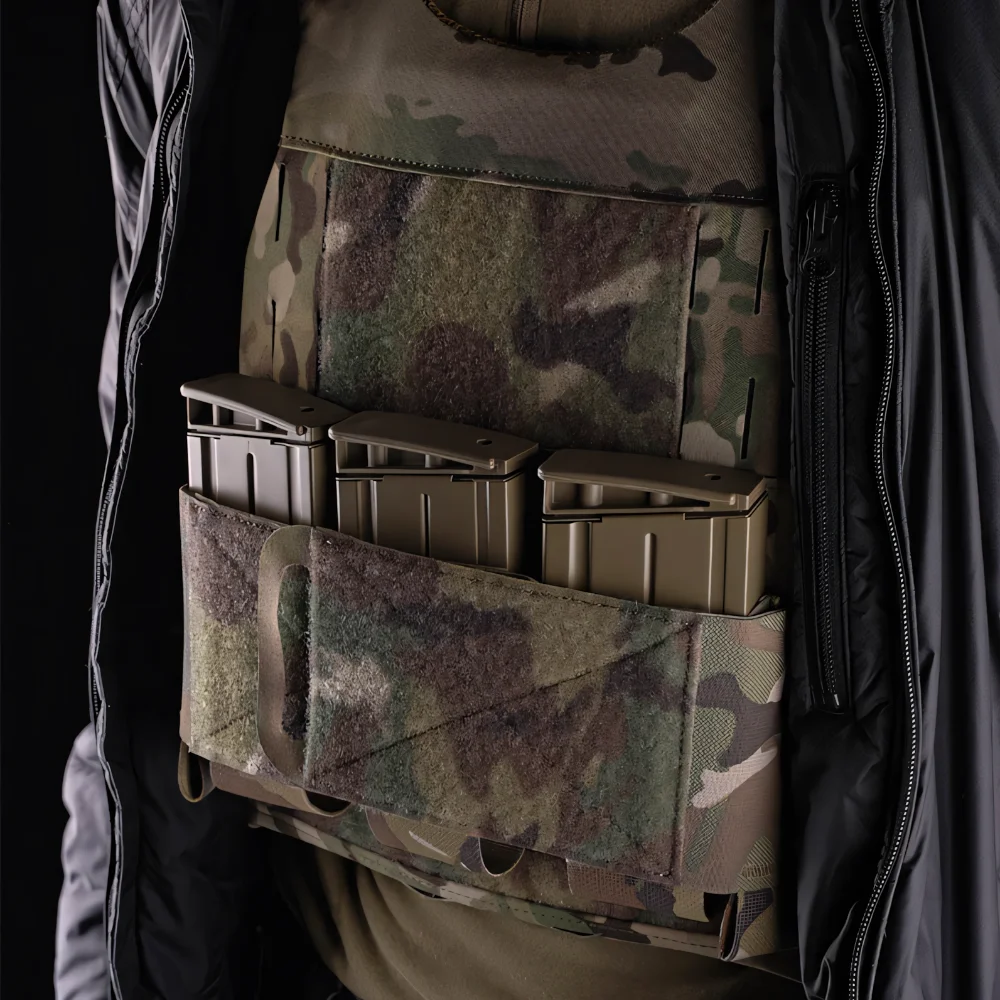 Wosport Triple 7.62 Mag Pouch Built-in Velcro Insert Cordura Elastic 3 Slot Tactical Vest Accessory for Airsoft Outdoor Gear