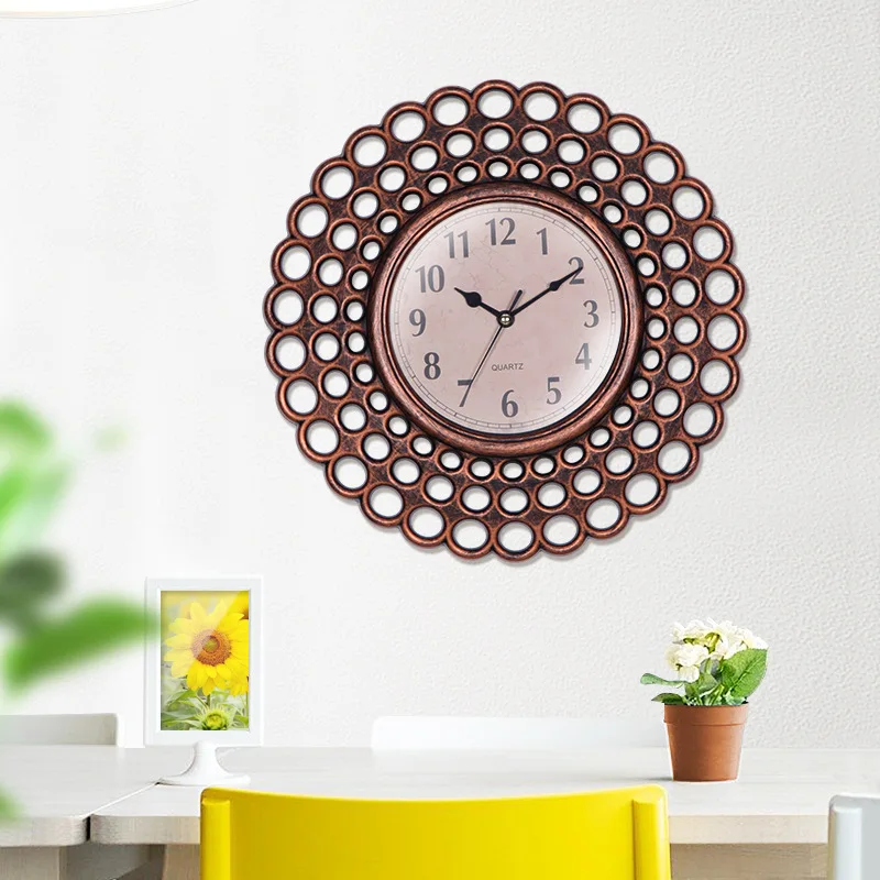

10 Inch Antique Round Creative Fashion Wall Clock European Style Home Art 25.5cm Pendant Retro Clock Quartz Mute Clock Wall Deco