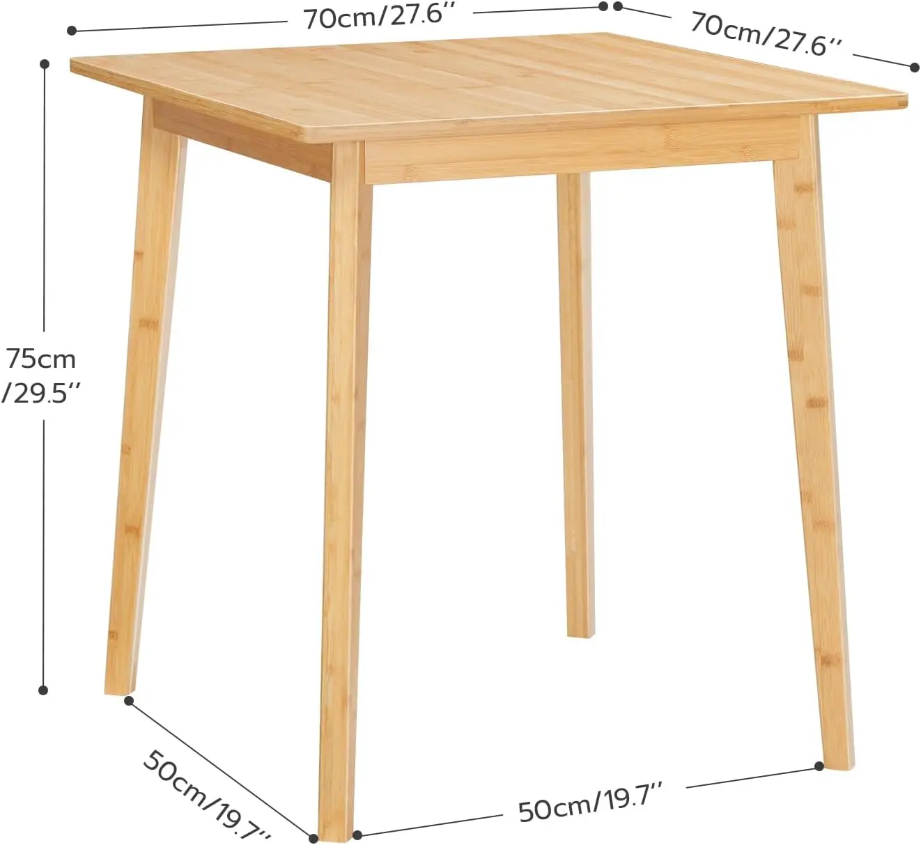 Hoobro-Mesa De Jantar Quadrada De Bambu, Mesa De Cozinha Para Espaço Pequeno, Mesa De Escrita, Fácil De Montar, 27,6"