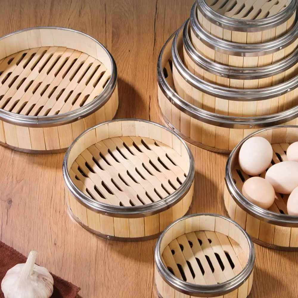 New Bamboo Bamboo Steamer Weaving Stainless Steel Bamboo basket Household Xiaolongbao Chinese Food Tools
