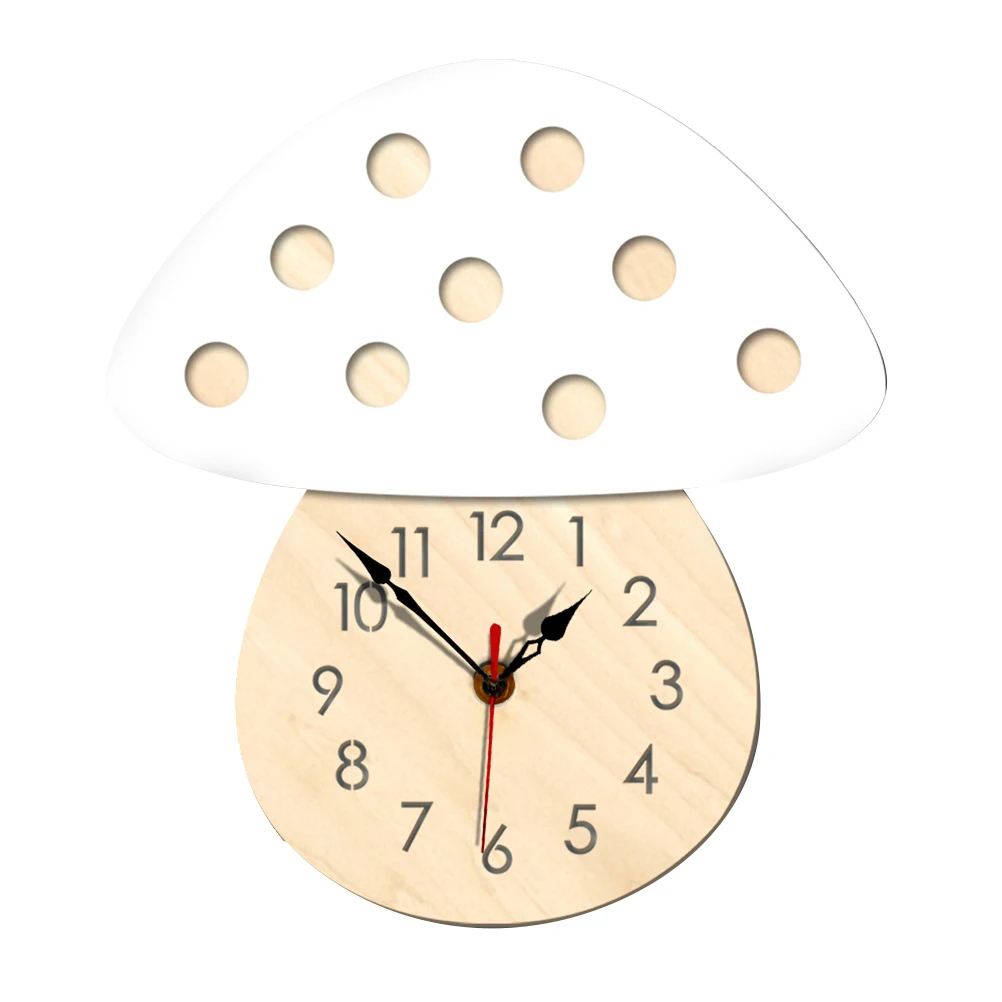 

Cartoon Mushroom Shape Wall Clock Creative Wall Clock Bracket Clock for Home Living Room Bar Cafe White No