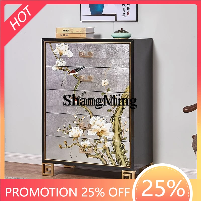 

SM Chinese-style painted solid wood living room five-bucket locker bedroom drawer cabinet decorative cabinet