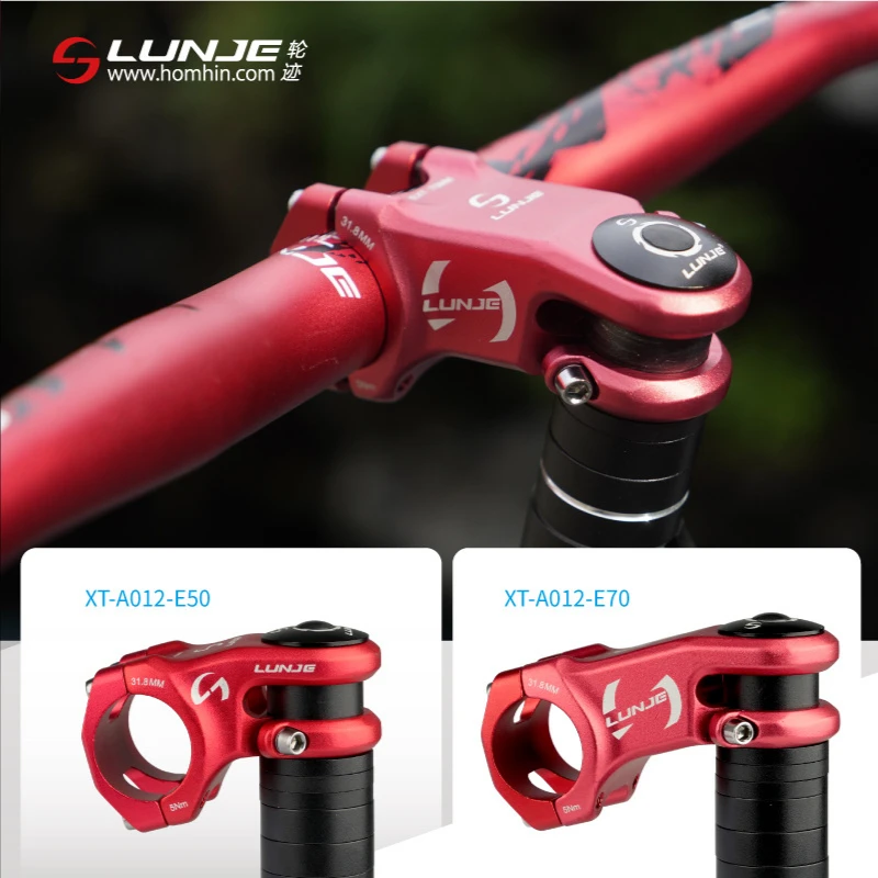 LUNJE Bicycle Riser Minus 15 Degree Mountain Bike Handlebar Stand 31.8*50/70mm Aluminum Alloy Forged Openwork Stem Riser