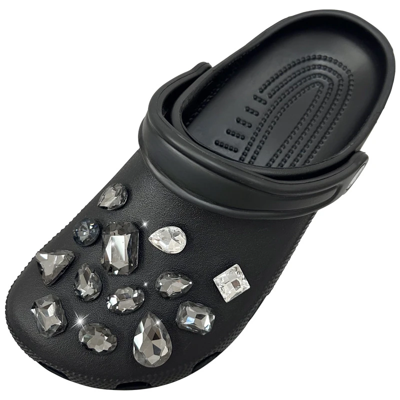 26-teiliges Modisches Schuh-Charms-Set Zubehör für Sandalen Schuhschnalle Hochwertige Schwarze Kristall-Strass DIY Schuhdekorationen – Detail 9