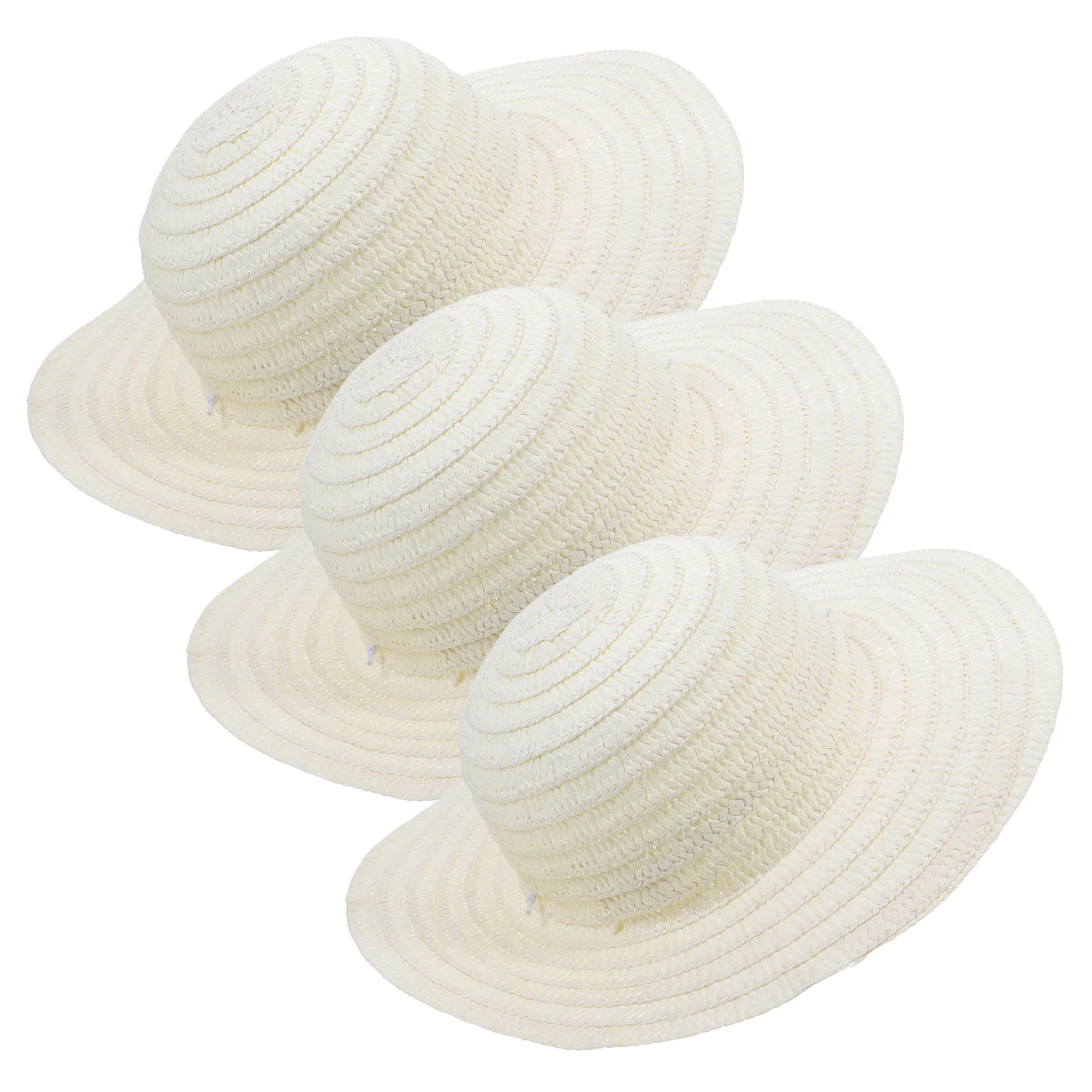 Mini chapeau tissé, 3 pièces, petit accessoire décoratif pour bricolage, artisanat et accessoires Photo, Mini chapeau de paille, petit accessoire de décoration