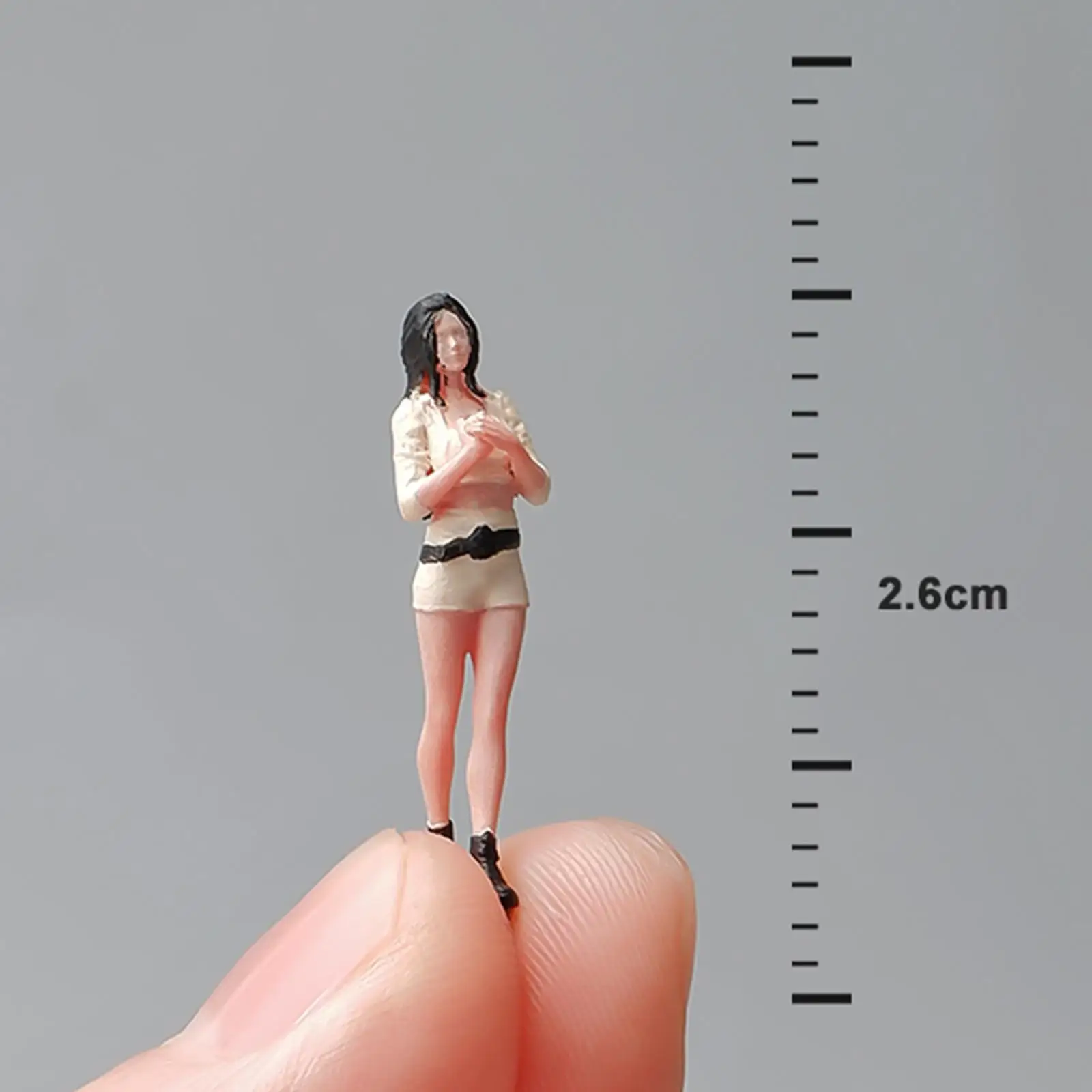 1:64 Scale Long Hair Girl Figure DIY Projects S Scale Desktop Ornament Layout Decoration Hand Painted Figurine Miniature Scene