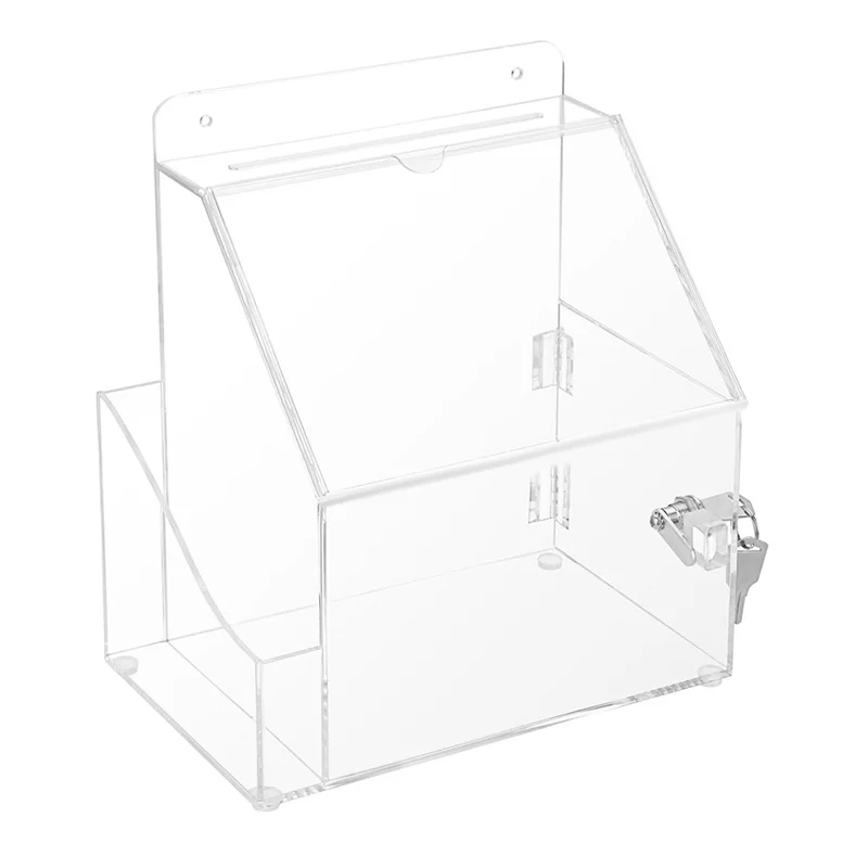 Best Pick Office Ballot Donation Box Acrylic Wall Mounted With Lock 5" X7" Sign Slot Suggestion Boxes Clear