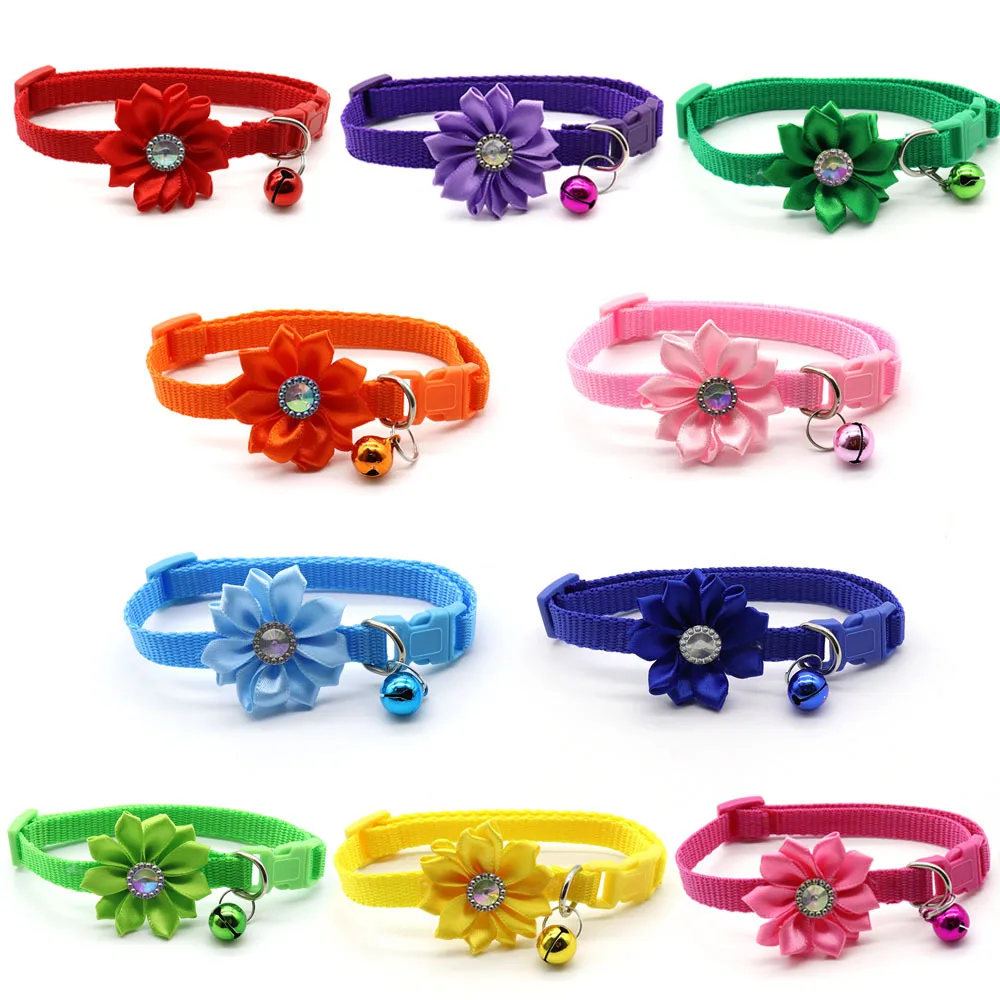 50pcs\100pcs Pet Supplies Grooming Dog Elastic Band Adjustable Pet Bow Tie Small Cat Dog Collar Accessory Flower Bell