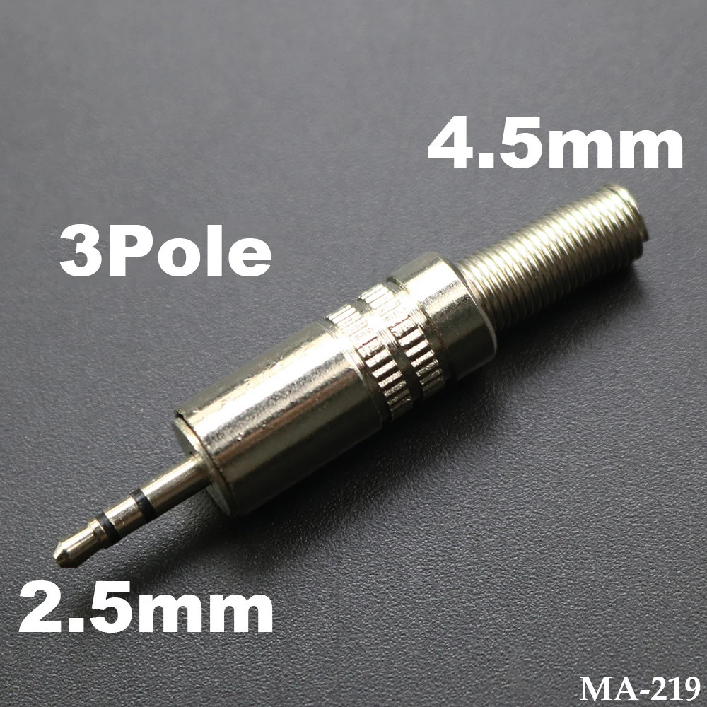 1pcs 2.5mm Male Plug Jack 2.5mm 3Pole Stereo Audio Solder Microphone Adapter Connector for mp3 mp4