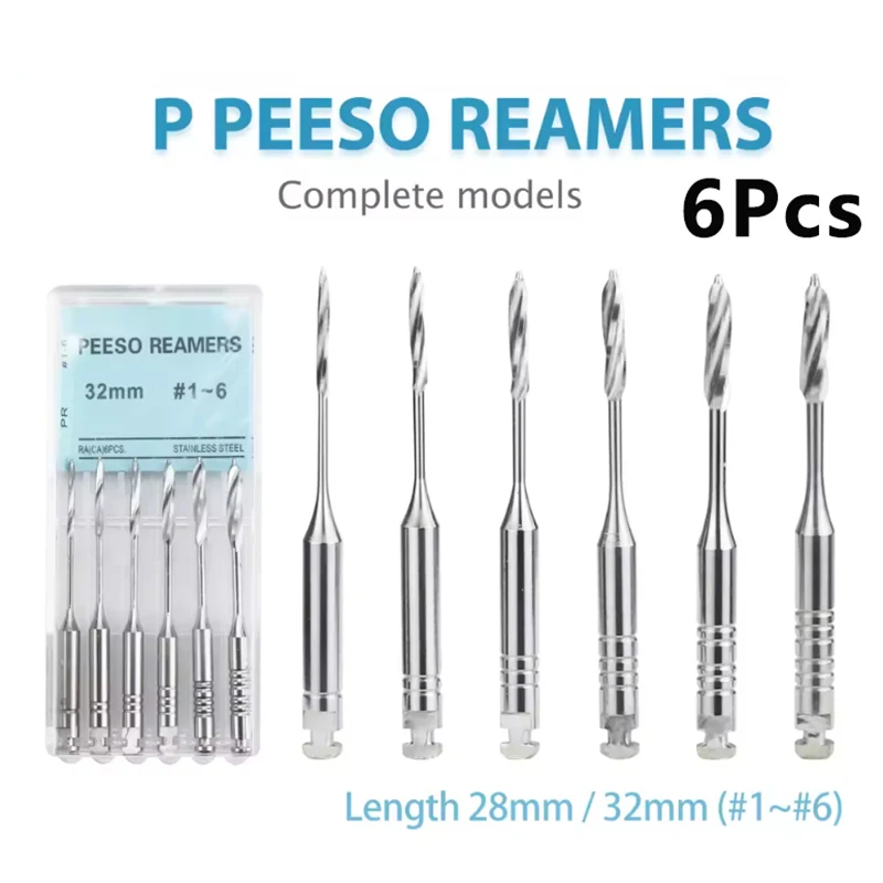 

6pcs/box Dental Peeso Reamer 28/32mm Dental Fiber Drill Engine Endodontics Files Largo Refills Dentist Materials