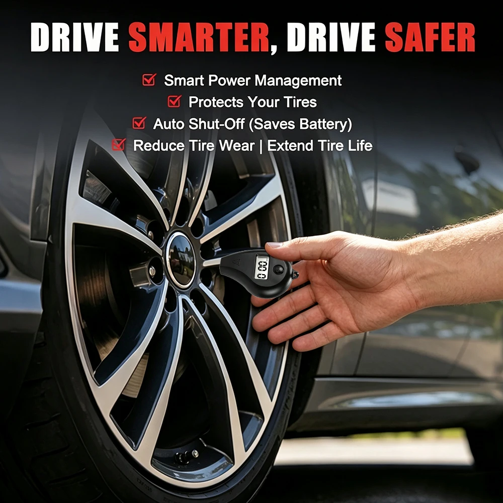 Digital Tire Pressure Gauge Keychain, 0-150PSI/4 Units, Auto Shut-Off, Digital LCD Display for Car/Motorcycle Tire Alarm Safety