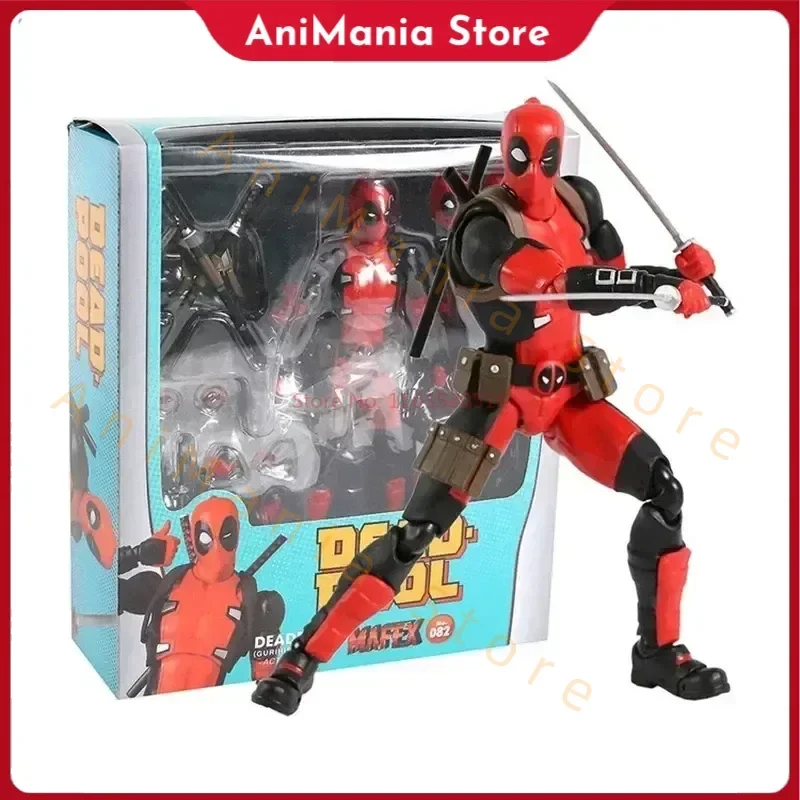 

Stock 16cm Anime Deadpool Mafex 082 X-men Action Figures Comic Version Collectable Model Doll Cool Boys Birthday Festival Gifts