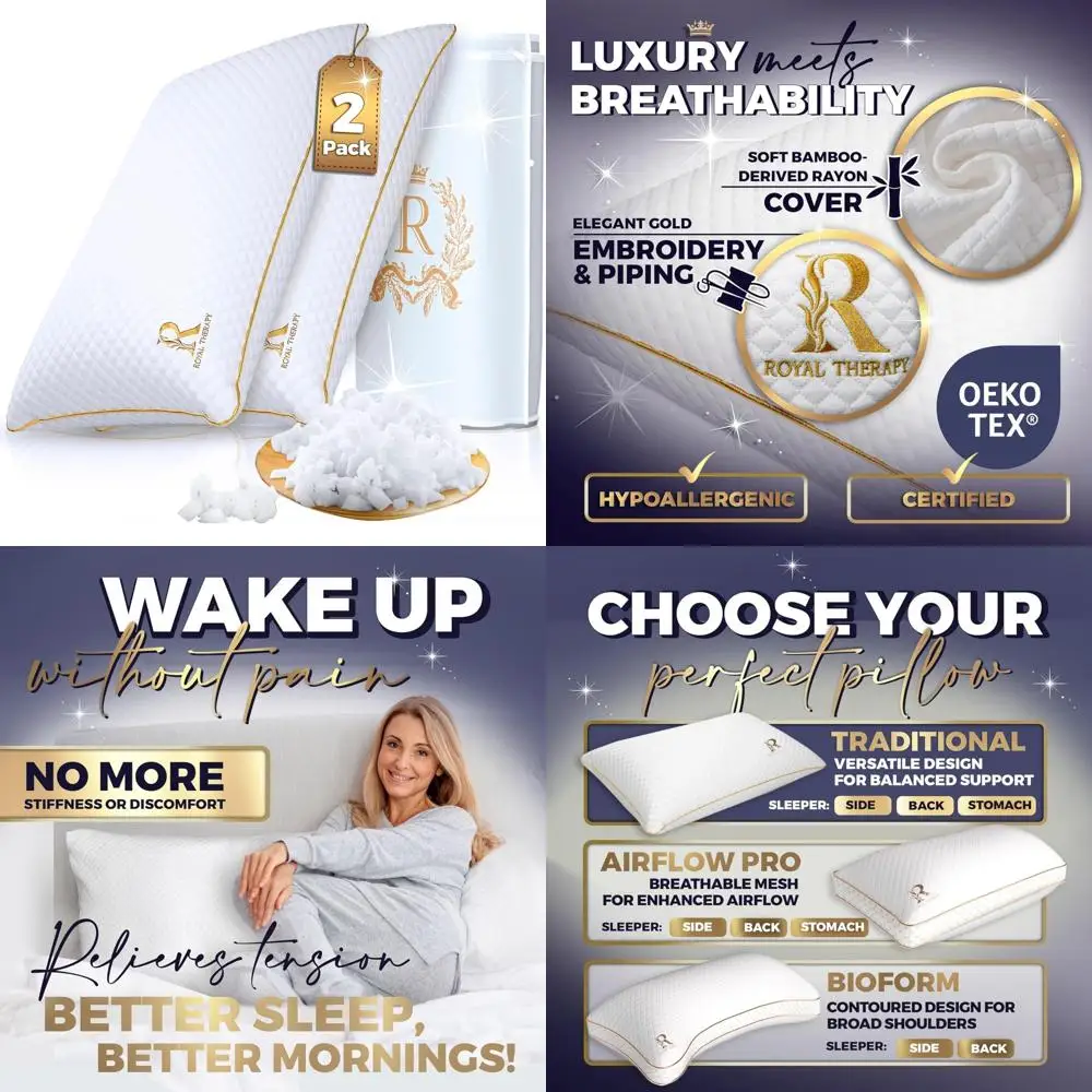 

Queen Size Bamboo-Derived Rayon Shredded Memory Foam Pillows - Set of 2