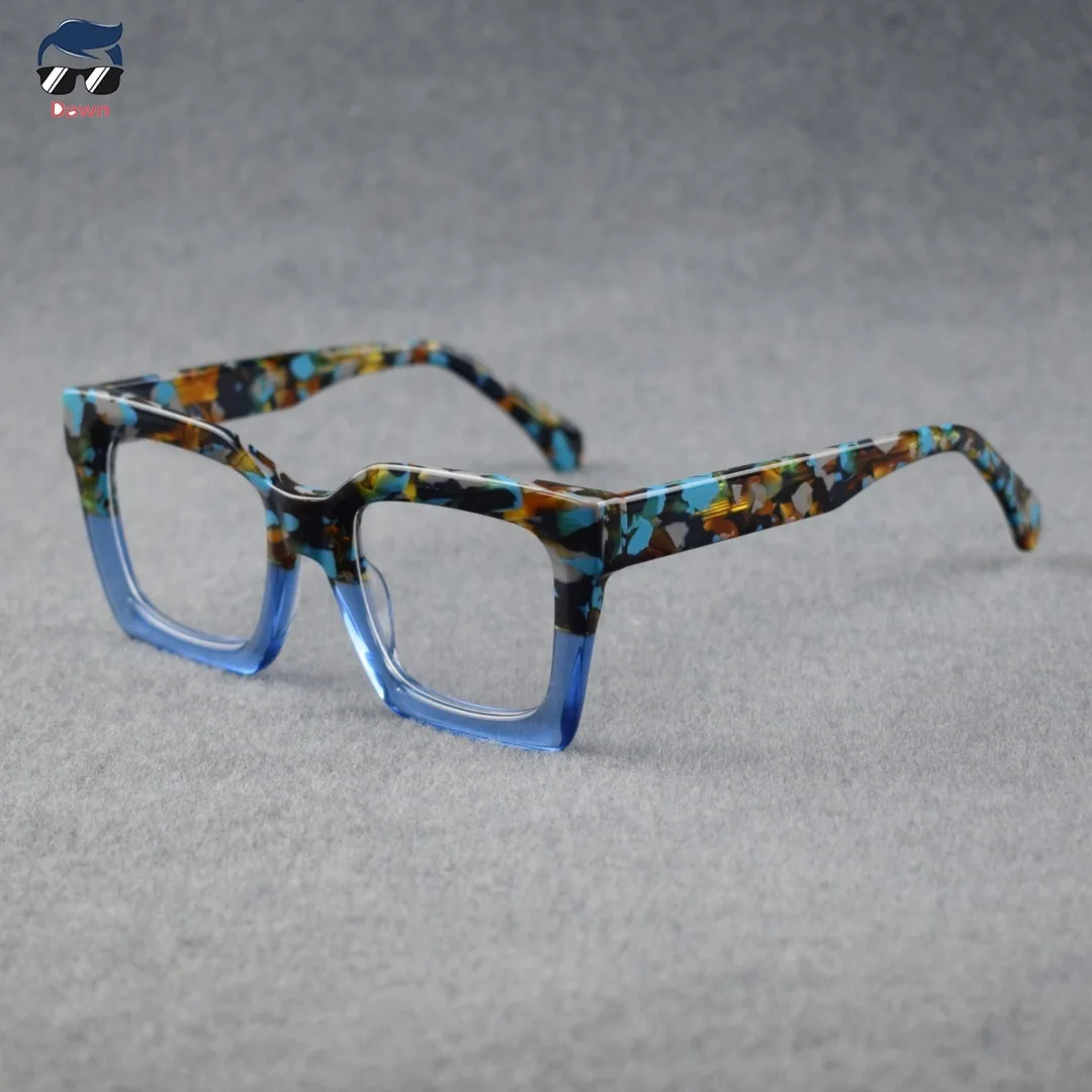 

2025 New Thick Acetate Frame Retro Eyeglasses – Unisex Casual Fashion Square Frame, Compatible with Prescription Lenses