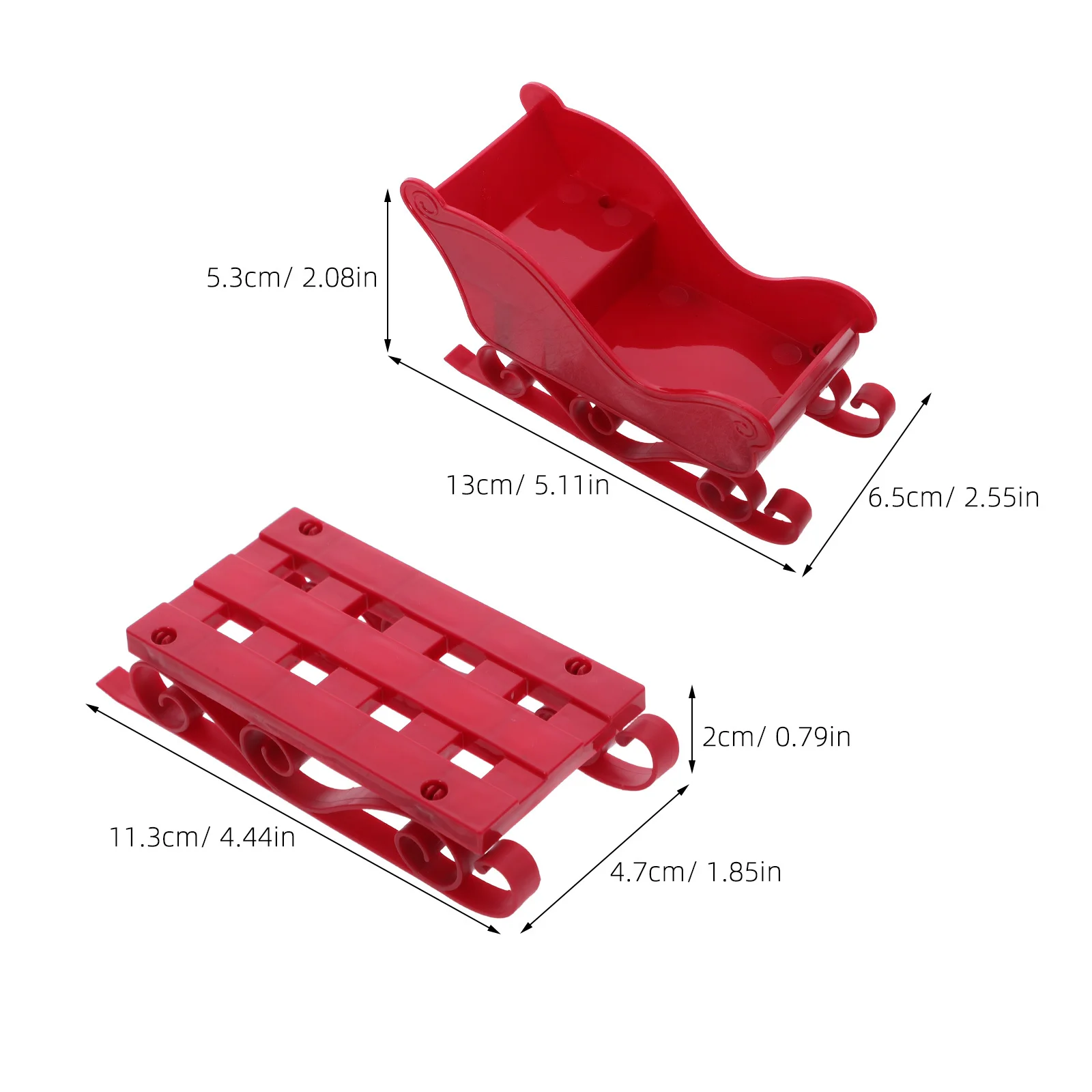 3Pcs Christmas Sleigh Snow Sled Mini Santa Plastic Tabletop Holiday Centerpiece Sleigh Party Decor Christmsa Miniature Sled