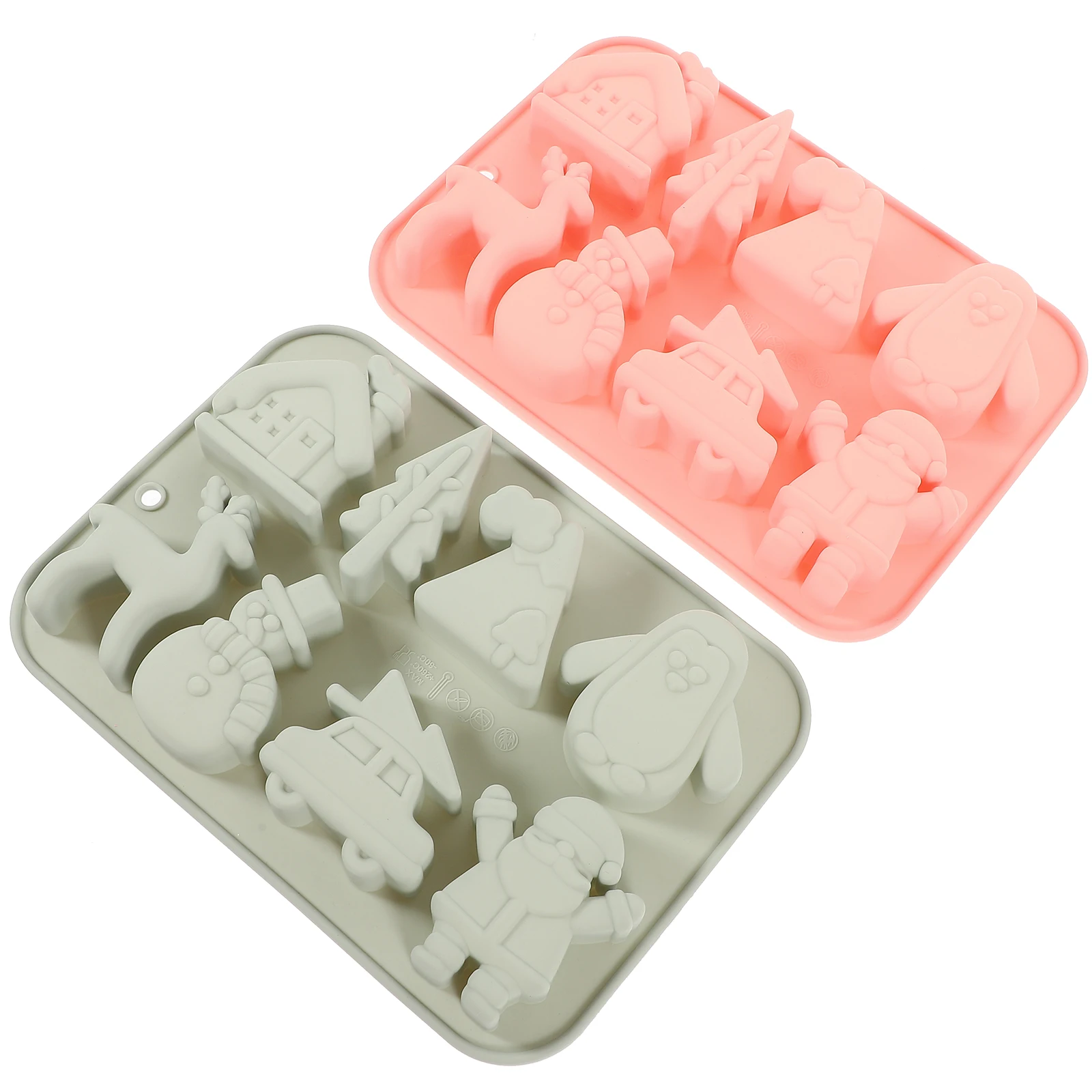 

2pcs Silicone Baking Mold Christmas Chocolate Candy Molds Non-Stick Dessert Tool For Pastry Cookie Decorating Xmas Treats