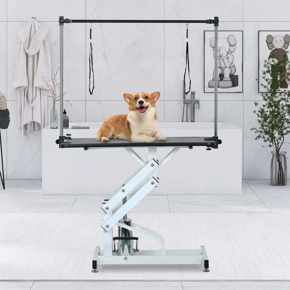 

43" Pet Dog Grooming Table,Heavy Duty Hydraulic Grooming Table for Dogs&Cats,Big Size with Adjustable Arm Noose,Up to 400lbs