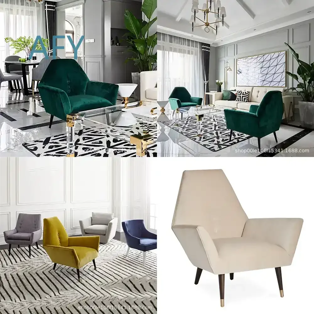 Simple Modern Nordic American Fabric Sofa Chair for Hotel Living Room Home Office High Density Sponge Single Seater Furniture