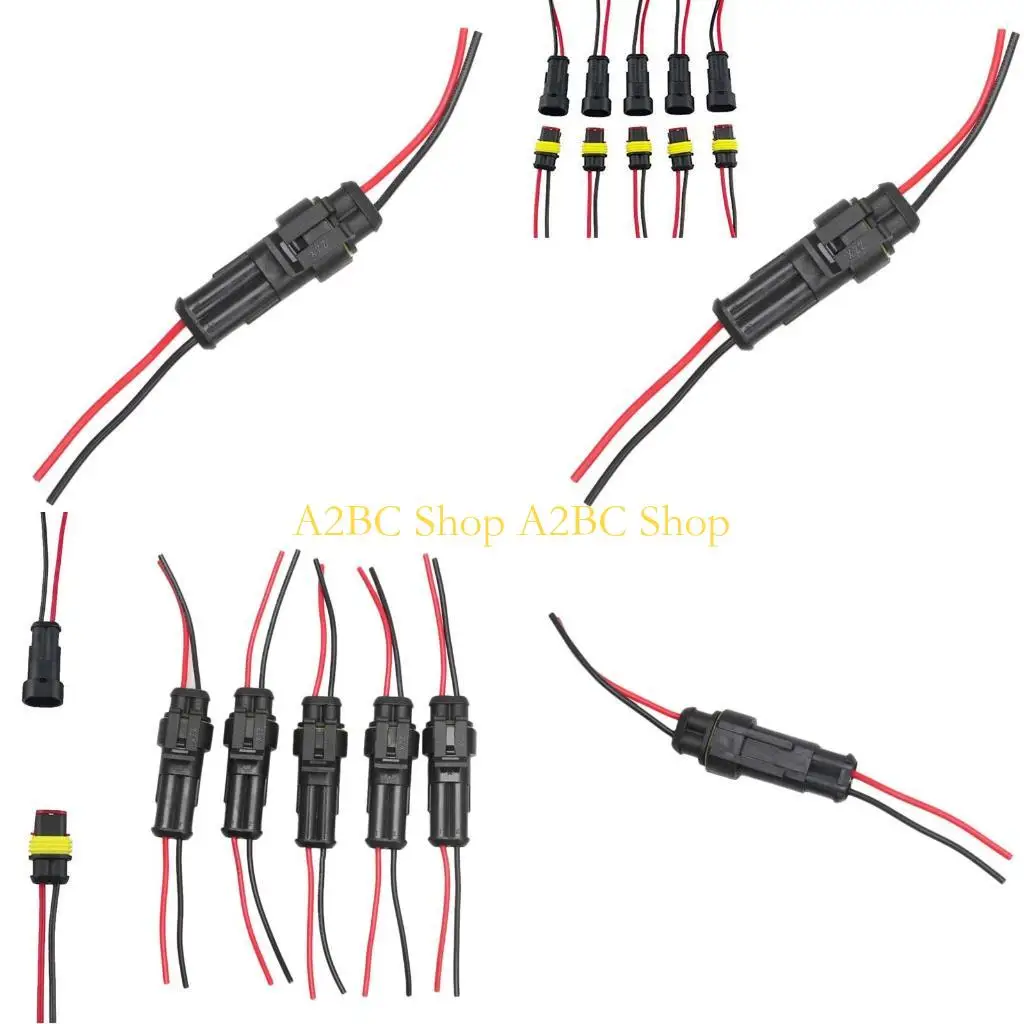 A2BC 5 X 2 Pin Way Car Auto Waterproof Electrical Connector Plug Socket Wire New
