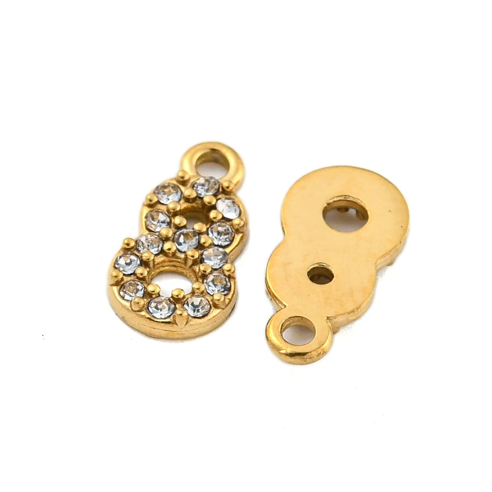 1 Pcs 304 Stainless Steel Number Pendants Pendant Accessory with Rhinestone Number Charms for Women Birthday Festival Elegant