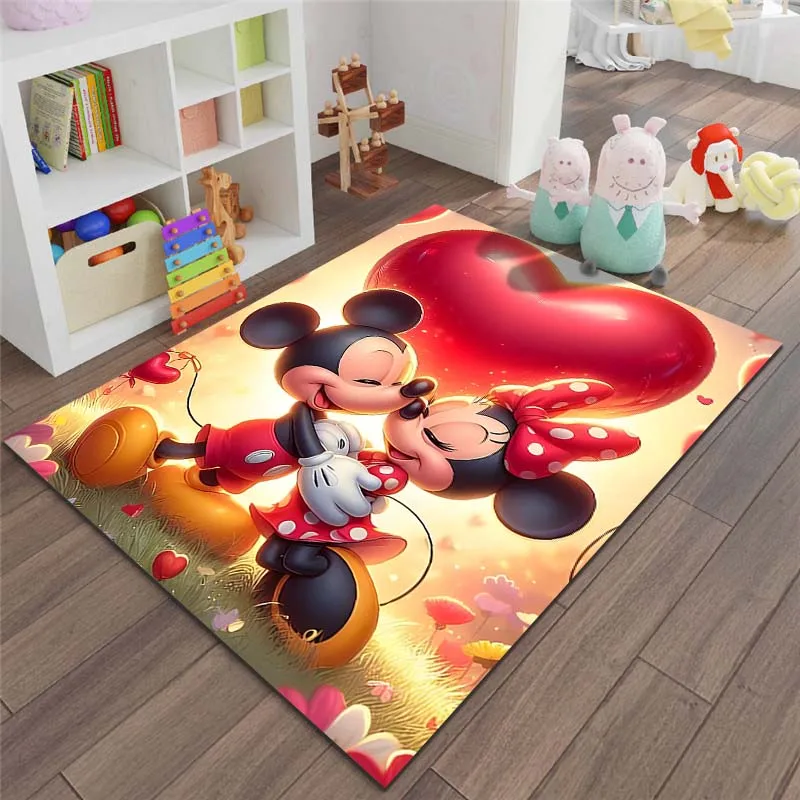 Tapete impresso Disney Mickey Mouse, Tapete antiderrapante, Tapete de desenhos animados para casa, Sala de estar, Quarto, Área para criança, Decoração de casa