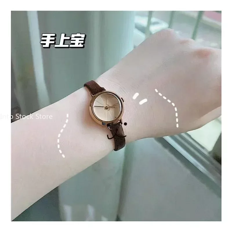 New Fashion Students Women\'s Watch Women\'s Simple Small Retro Leather Small Round Dial High Quality Quartz Wristwatches Relojes