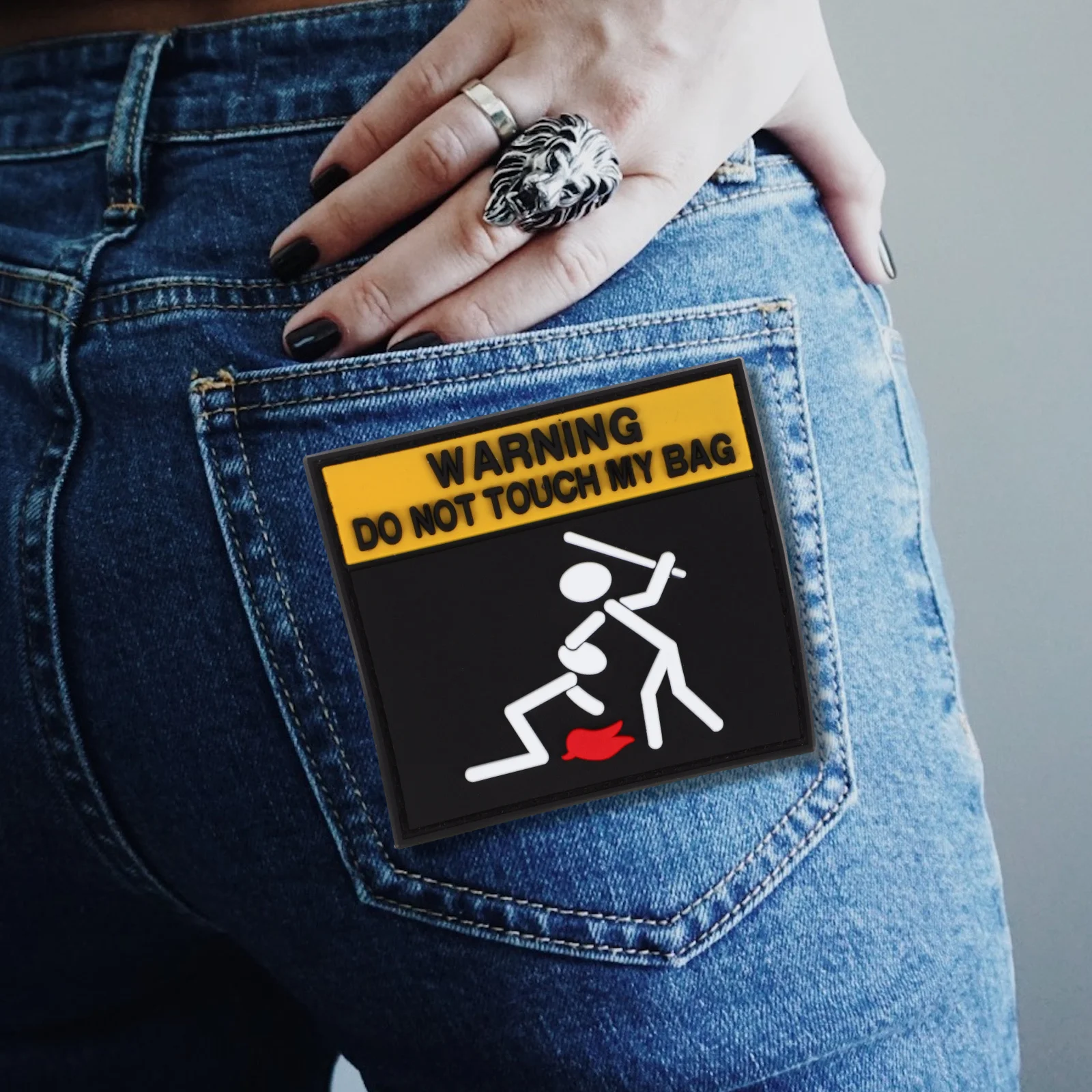 Sticky Caution Patch Embroidered Warning Slogan Clothing Patch DIY Decor Unique Design Durable Practical Patches