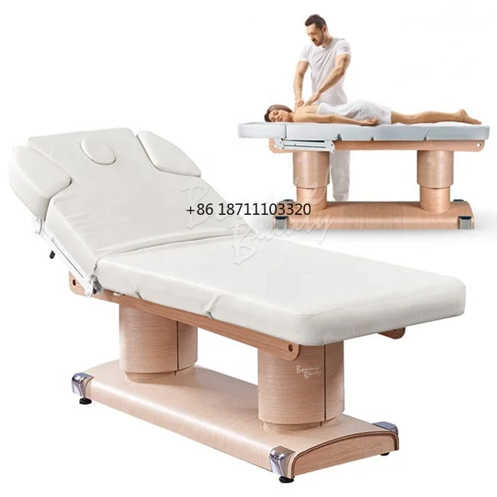 

BonneBeauty Electric adjustable height wooden shiatsu heated massage table