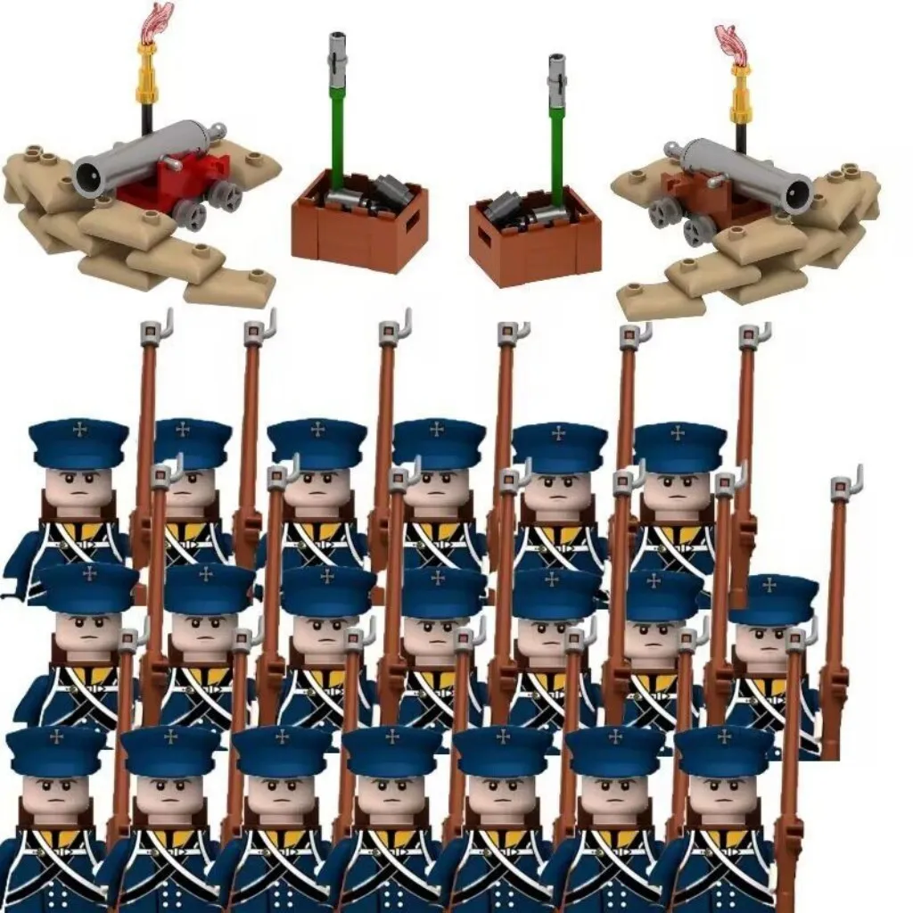 New Napoleonic Wars Medieval Military Building Blocks MOC Prussian Soldiers Action Figures Weapons Gun Assemble Bricks Kids Toys