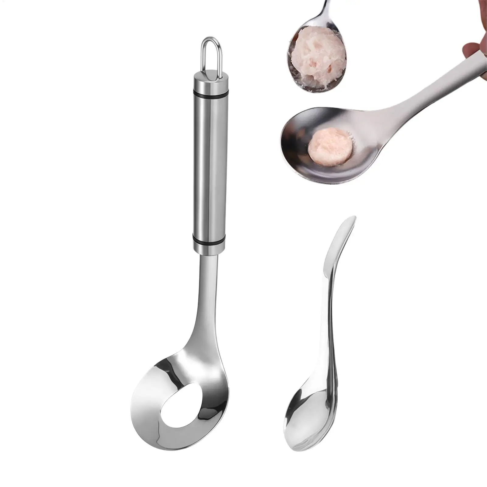 Meatball Maker Tool With Hole 2PCS Non-Stick Stainless Steel Scoop Easy Release Manual Kitchen Tool For Meal Prep Beef Chicken