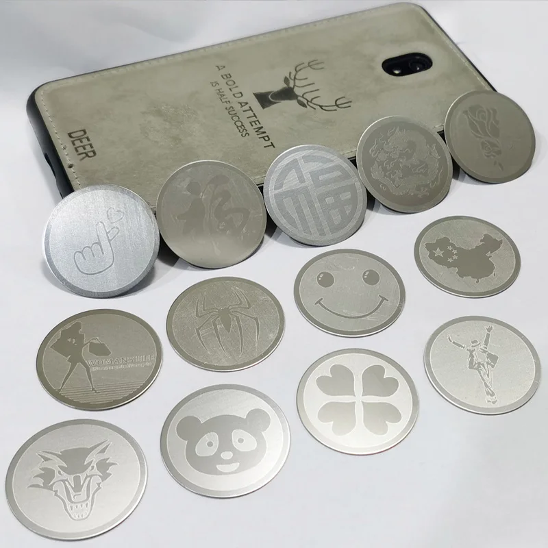 100pcs 35mm Laser Pattern Metal Plate Disk Iron Sheet For Magnetic Car Phone Stand Holders