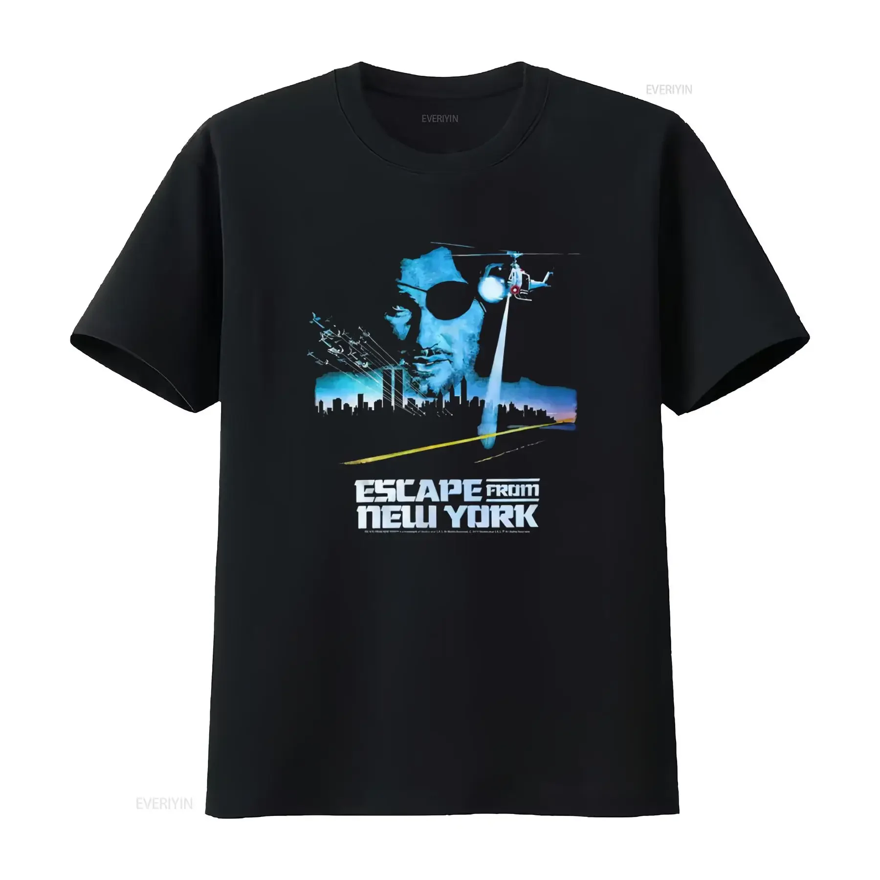 Escape From New York Helicopter Poster Men's T Shirt Snake Plissken Movie Print vintage Washed Soft Casual streetwear