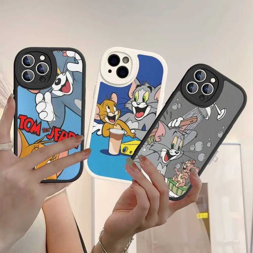 Lovely Cartoon For TomS JerryS Phone Case Hard Leather For iPhone 16 15 14 13 12 Mini 11 14 Pro Max Xs X Xr 7 8 Plus Fundas