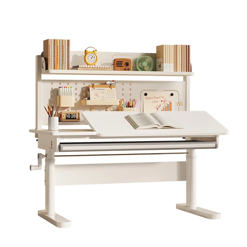 طاولة دراسة للأطفال، مكتب منزلي من الخشب الصلب، طقم مكتب وكرسي لطلاب المدارس الابتدائية للكتابة