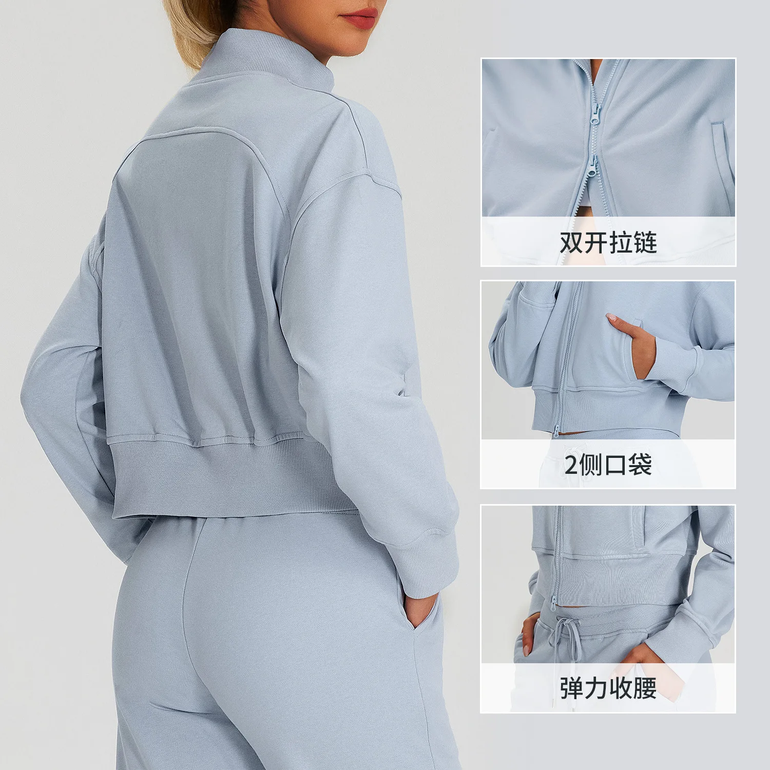 Women's Short Stand Collar Sports Jacket Autumn Winter Zipper Yoga Coat Casual Running Fitness Workout Outerwear sports jacket