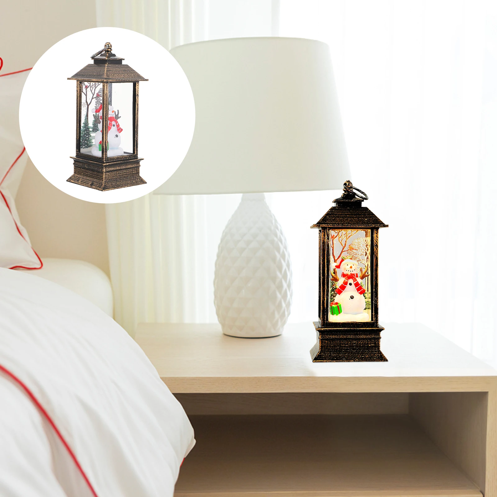

Operated Christmas Snowman Lantern Mini Glowing Tabletop Decoration Desktop Ornament Night Light For Holiday Party