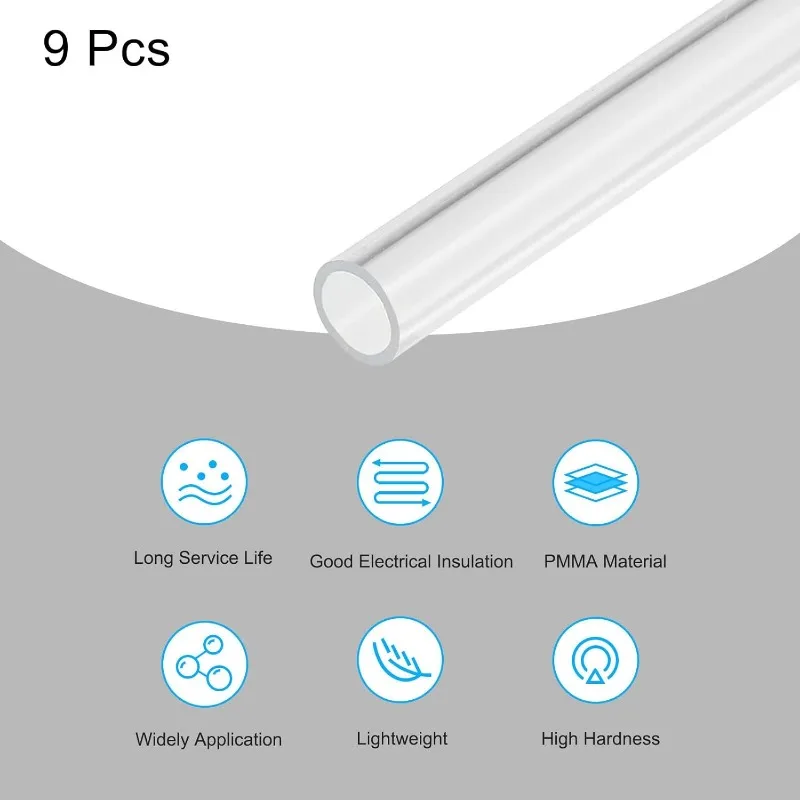 Naxilai Acrylic Pipe Clear Rigid Round Tube 9pcs 10mm(3/8