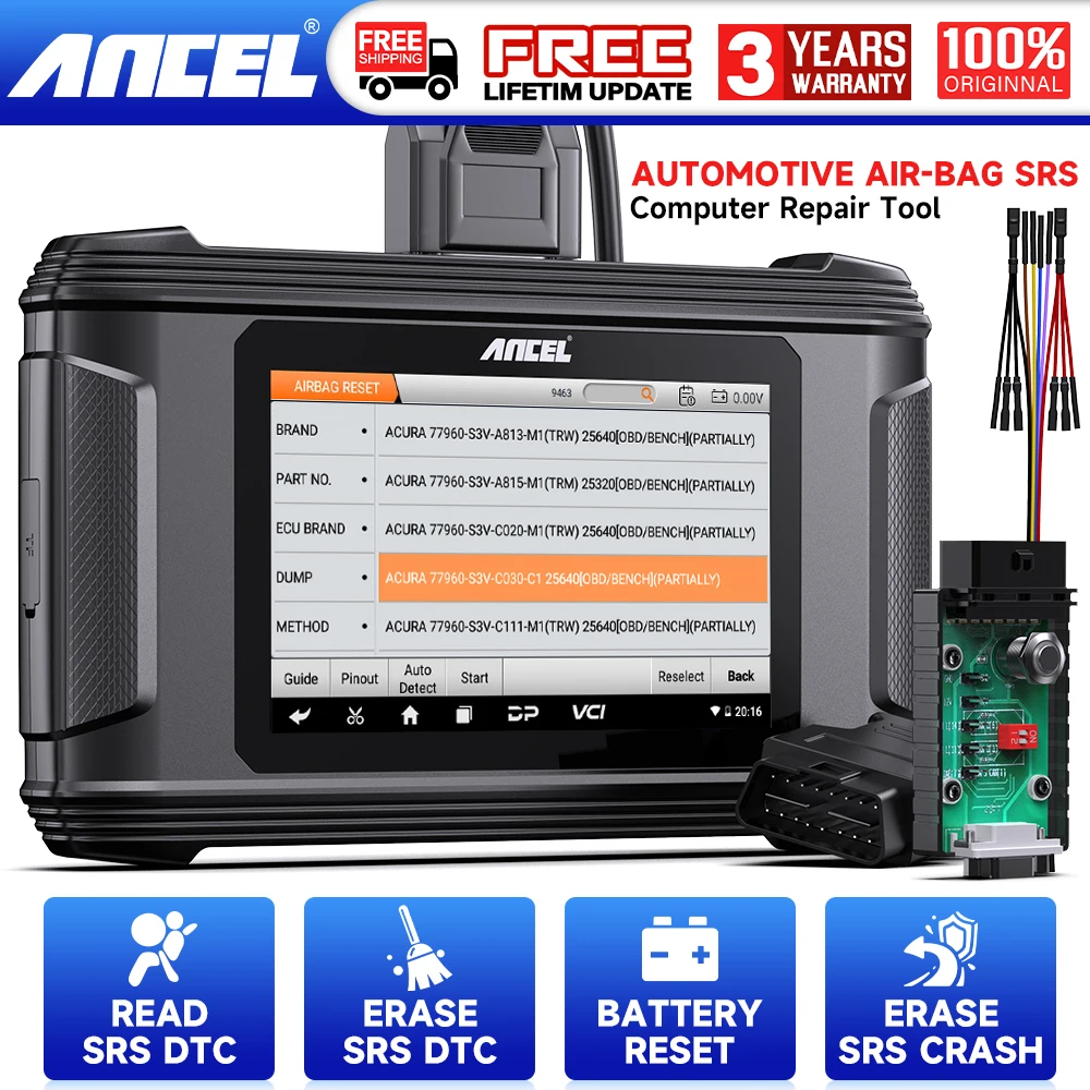 ANCEL AR500 Auto OBD2 Scanner Read SRS Airbag Crash Data Module Reset Tool Automotie AIR-BAG SRS Computer Repair Tool