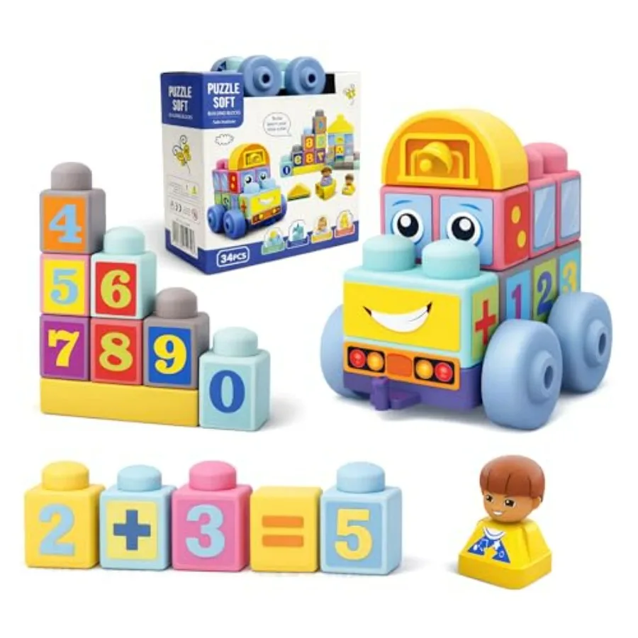 

Baby Blocks 6 to 12 Months Building Blocks Colorful Soft Blocks for Toddlers, Large Creative Stacking Blocks, STEM Soft Blocks