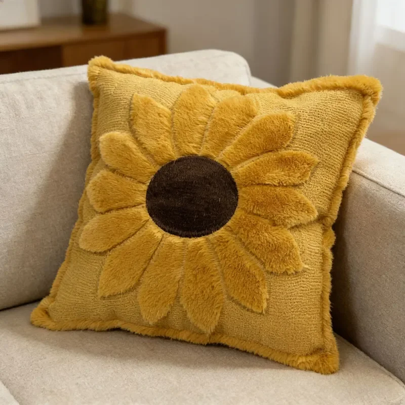 Cross-border new quilted pillow cover three-dimensional embroidery pillow cover American living room pastoral farmhouse sofa