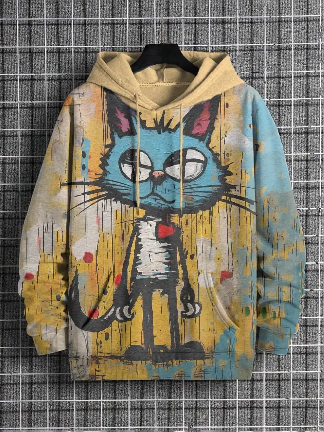Customization Fuuny Cartoon Graffiti Cat Pattren Men Hoodies Sweatshirt 3D Print /Women Tracksuit Coat Harajuku Hoodie Pullover