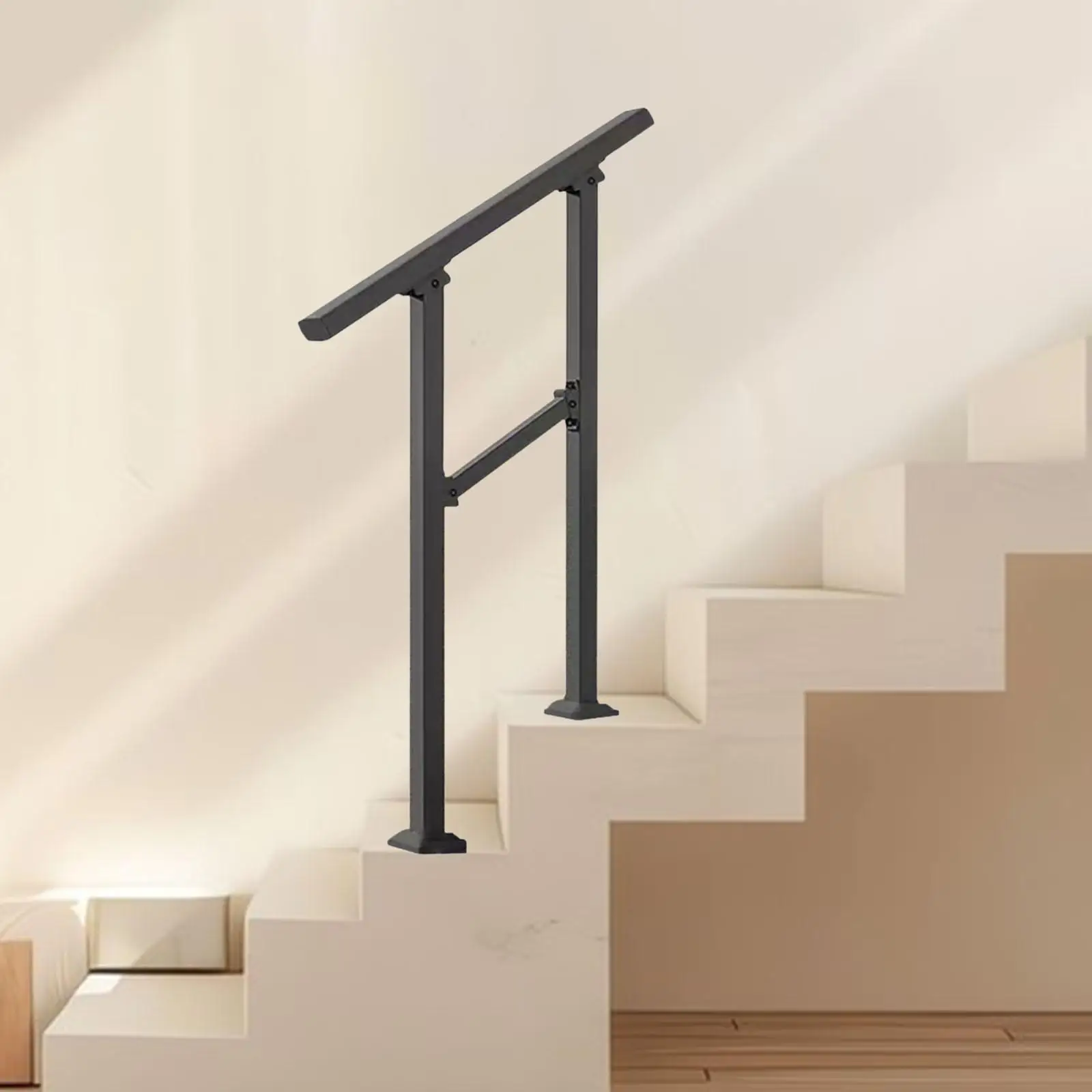 Carbon Steel Outdoor Stair Railing Adjustable Handrail for Garden Porch Deck Concrete Steps Yard Fence Rail Sturdy Support