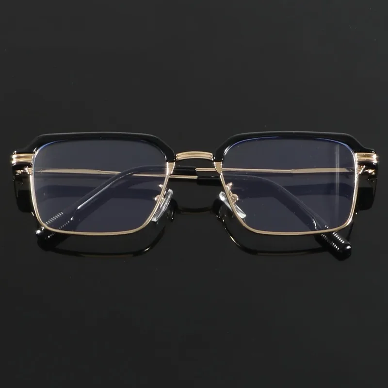 1 Pair of Men'S Metal Square Minimalist Casual Fashion Anti-Blue Light Glasses Suitable for Daily Commuting Vacation Home Wear
