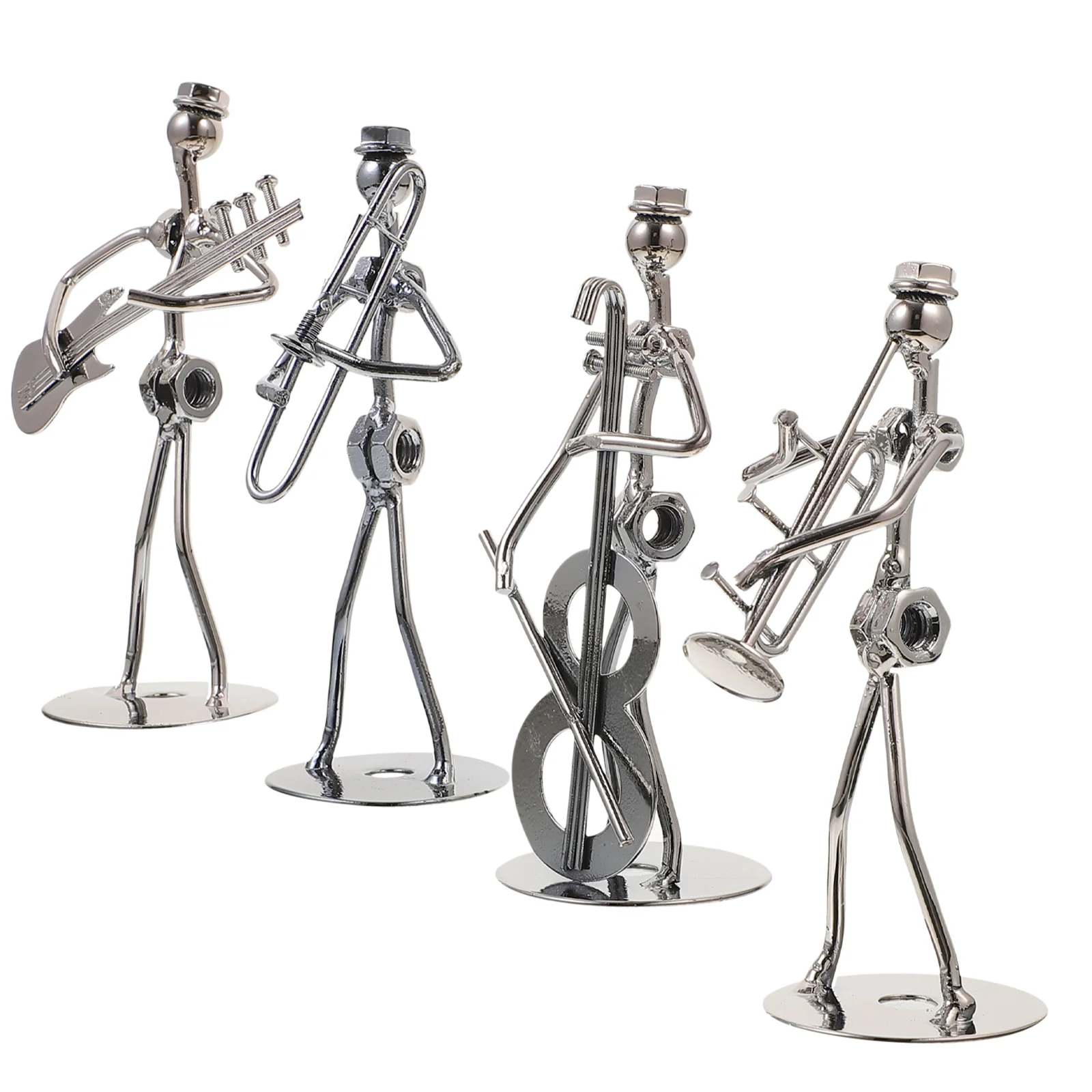 4 Pcs Human Wind Instrument Ornaments Desktop Guitar Boss Musical Abstract Figure Iron Model Living Room